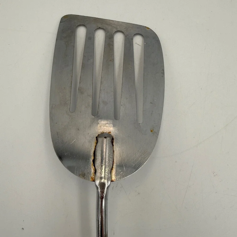 Vintage Ekco Canada Slotted Spatula Turner Stainless Steel Black Handle 12 Inch